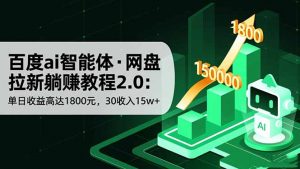 百度ai智能体·网盘拉新躺赚教程2.0:单日收益高达1800元,30收入15w+-万象聊项目