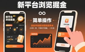 新平台浏览掘金,动动手指截张图就能挣米,2分钟一单,不限时不限量,一天5张【揭秘】-万象聊项目