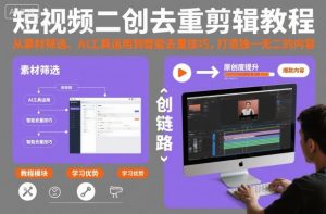 短视频二创去重剪辑教程，从素材筛选、AI工具运用到智能去重技巧，打造独一无二的内容-万象聊项目