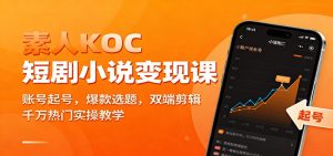 素人KOC短剧小说变现课:账号起号,爆款选题,双端剪辑,千万热门实操教学-万象聊项目