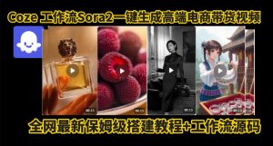 coze智能体sora2一键生成电商带货高端视频工作流保姆级拆解教程，无需剪辑，无需拍摄-万象聊项目