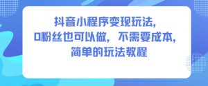 抖音小程序变现玩法，0粉丝也可以做，不需要成本，简单的玩法教程-万象聊项目
