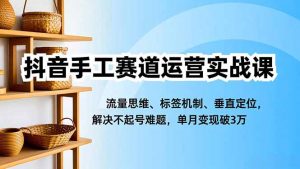 抖音手工赛道运营实战课，流量思维、标签机制、垂直定位，解决不起号难题，单月变现破3万-万象聊项目