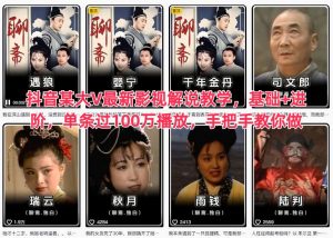 抖音某大V最新影视解说教学,基础+进阶,单条过100万播放,手把手教你做-万象聊项目