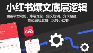 小红书爆文底层逻辑,涵盖平台规则、账号定位、爆文逻辑、变现路径,撬动底层逻辑,玩转小红书-万象聊项目