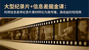 大型纪录片+信息差掘金课:利用信息差将纪录片素材转化为高传播、高收益的短视频-万象聊项目