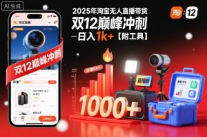 2025年淘宝无人直播带货，冲刺双12，日入1k+【附工具】【揭秘】-万象聊项目