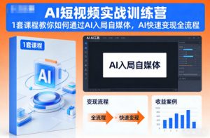 AI短视频实战训练营,1套课程教你如何通过AI入局自媒体,AI快速变现全流程-万象聊项目