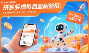 拼多多虚拟品盈利新招:机器人自动回复+发货,月入1-3W不踩坑【揭秘】-万象聊项目