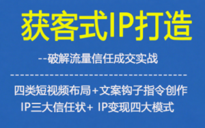 获客型IP打造，破解流量信任成，四类短视频布局+文案钩子指令创作IP三大信任状+IP变现四大模式-万象聊项目