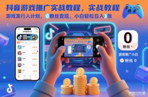 抖音游戏推广实战教程，游戏发行人计划，0粉丝变现，小白轻松日入3张-万象聊项目