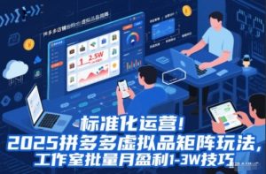 标准化运营！2025拼多多虚拟品矩阵玩法，工作室批量月盈利1-3W技巧【揭秘】-万象聊项目
