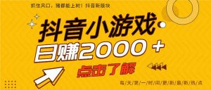 2025年爆火的抖音小游戏项目，一部手机日入2000+-万象聊项目
