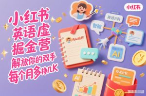 小红书英语虚拟资料掘金营,纯AI操作,解放你的双手,每个月多挣几K-万象聊项目