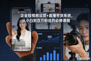 企业短视频运营+直播带货系统，从小白到百万粉丝的必修课程-万象聊项目