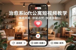 治愈系loft公寓短视频制作教学，情感共鸣引停留点赞关注，快速起号涨粉-万象聊项目